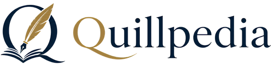 Quillpedia logo - a stylized feather quill and book symbolizing knowledge, content, and multi-niche expertise