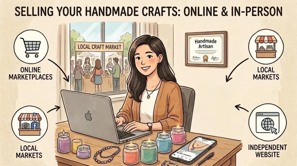Handmade craft business owner exploring different selling channels